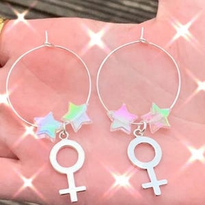 Female Symbol Hoop Earrings, Venus Earrings, Women Symbol Earrings, Feminist Gift, Feminism Jewelry