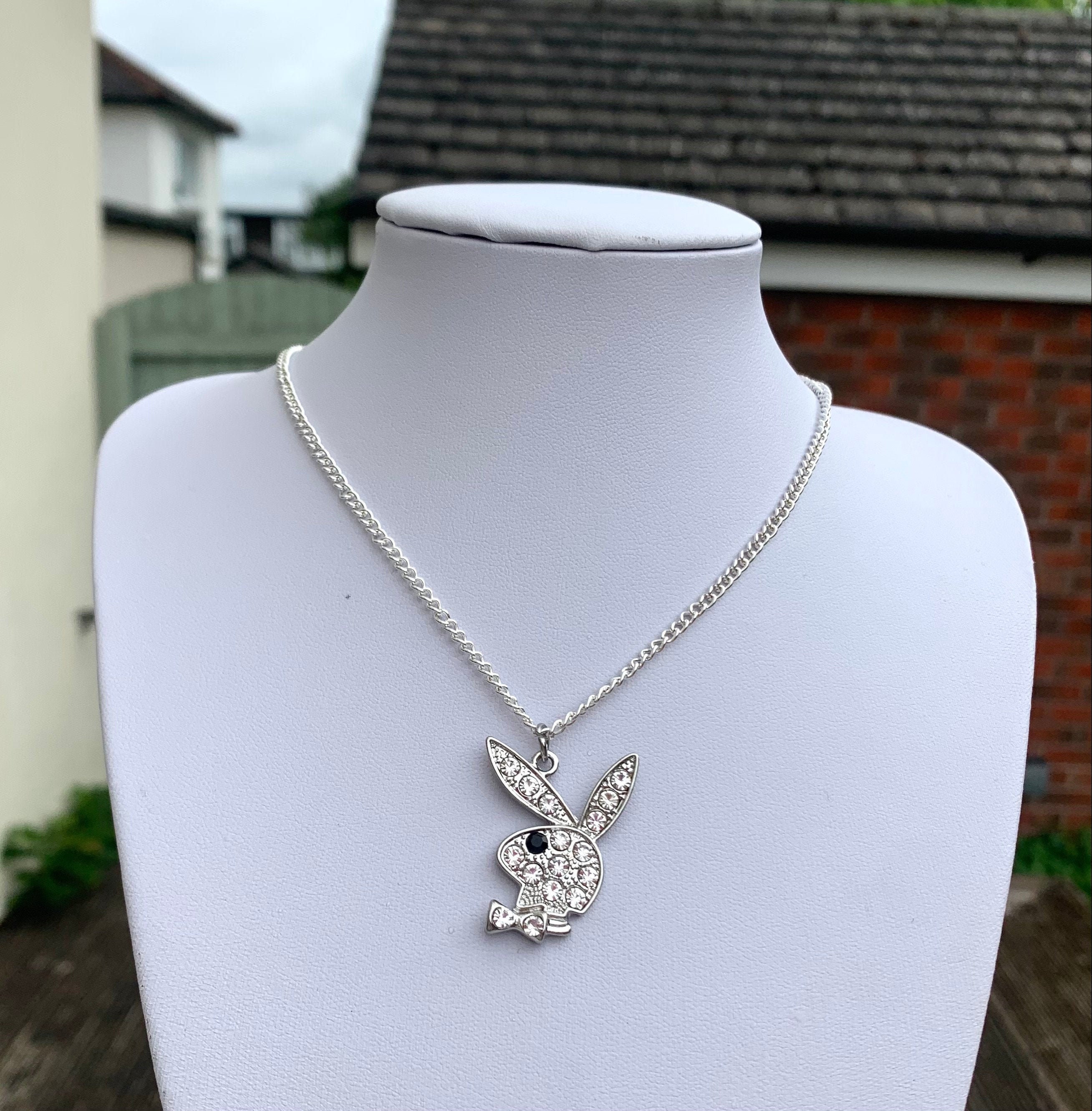 Playboy Bunny Silver Necklace Chain Pendant Y2K Jewelry Etsy