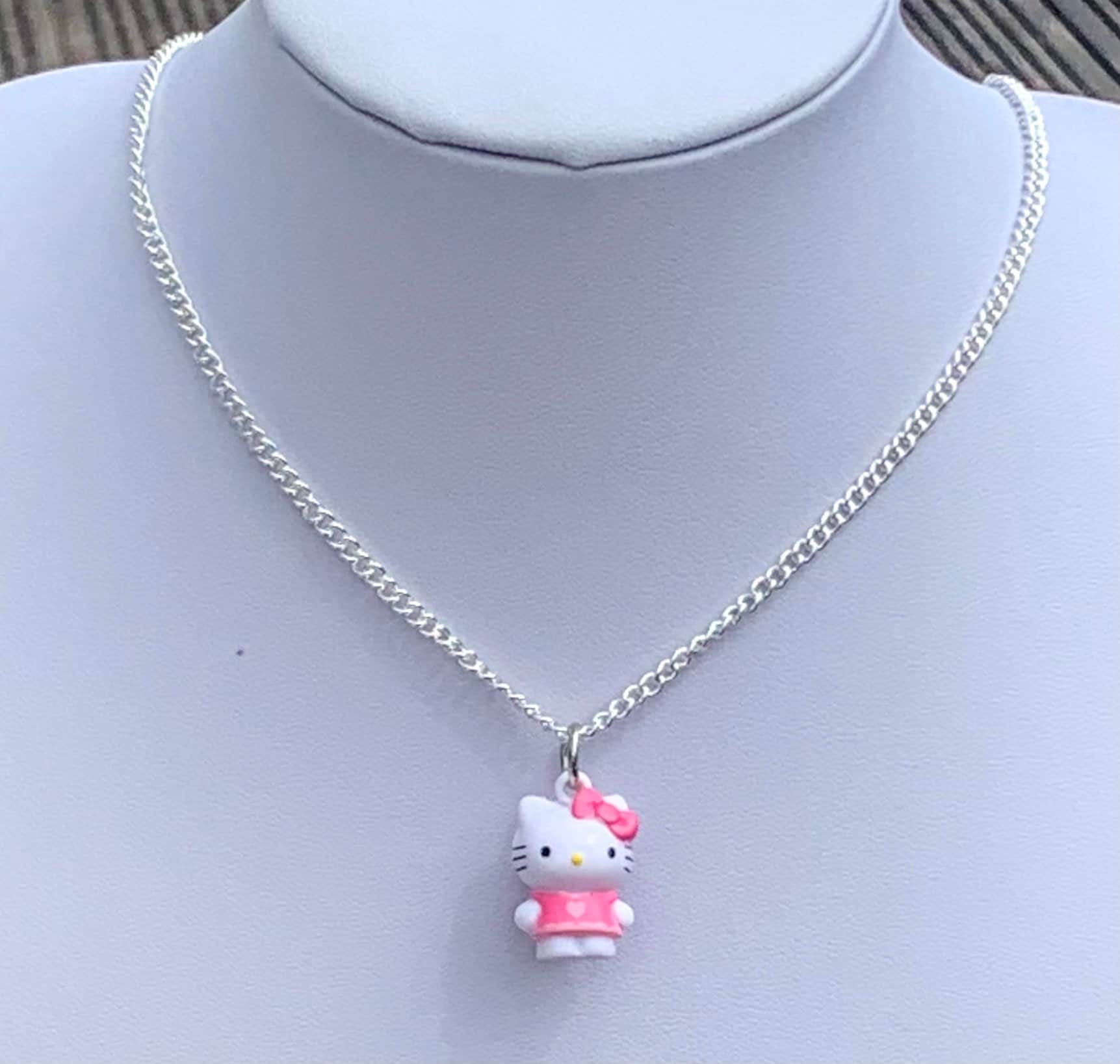 Hello Kitty Silver Chain Pendant Necklace Charm Etsy
