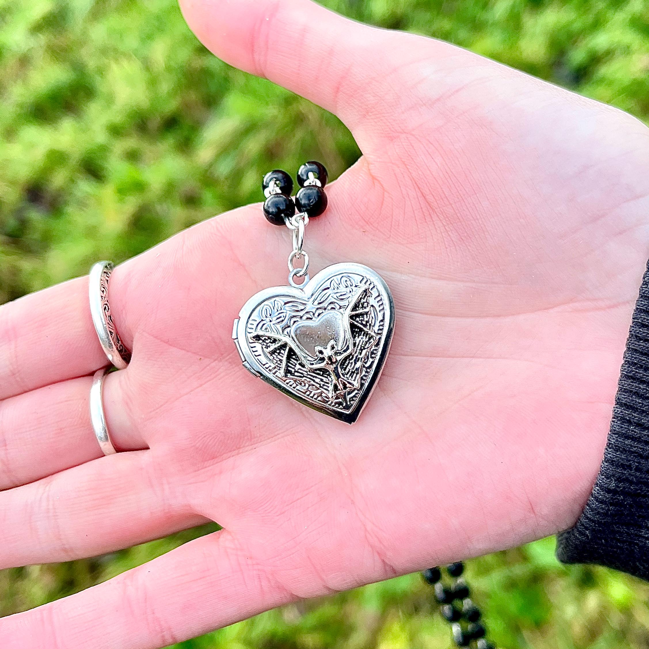 Bat Locket Rosary Necklace, Gothic Jewelry, Goth Necklace, Vampire ...