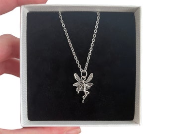 Fairy Necklace, Silver Fairycore Chain Pendant, Cottagecore Necklace