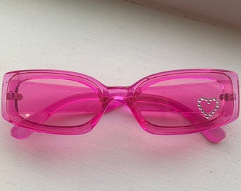 Pink Bling Rectangle Sunglasses