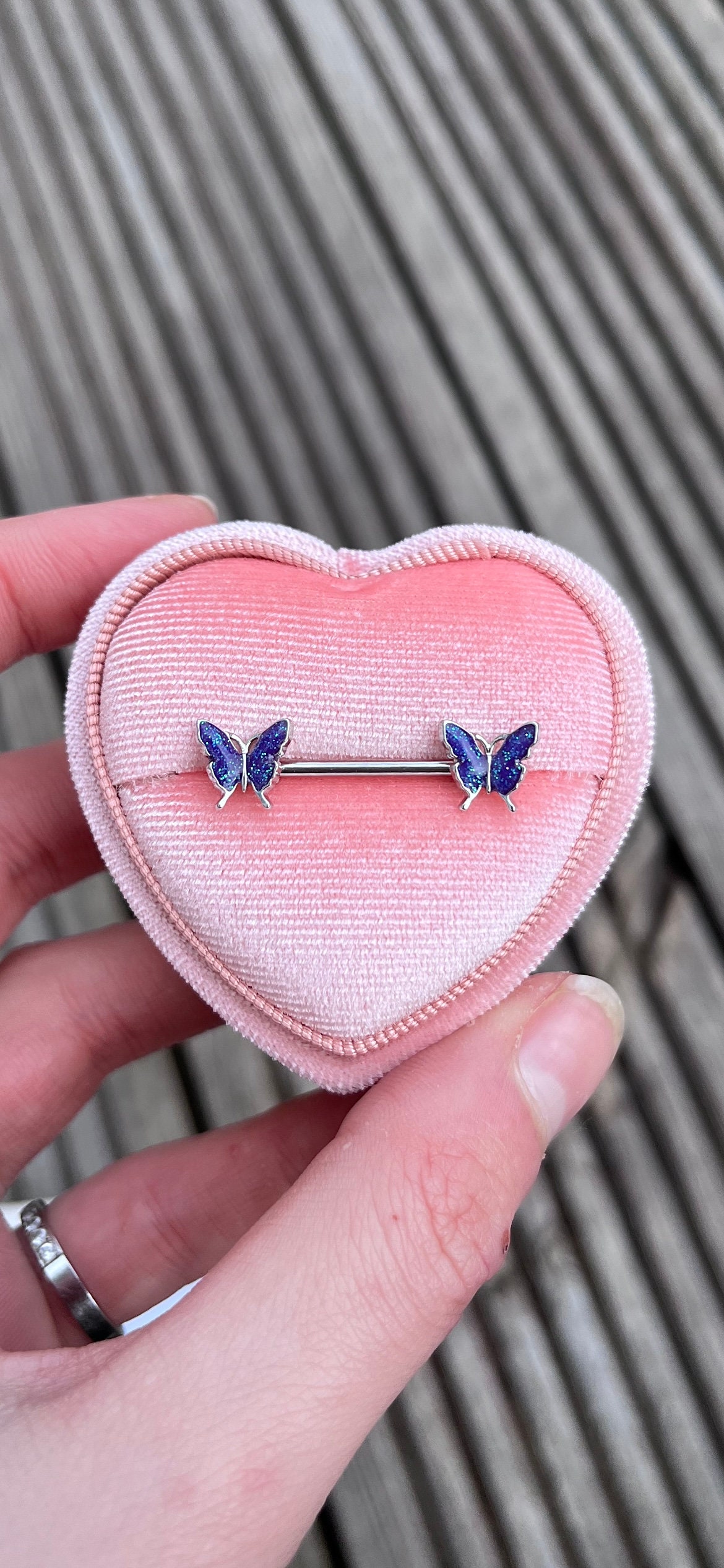 Butterfly Nipple Bar 14G Nipple Bar Butterfly Nipple Etsy Australia