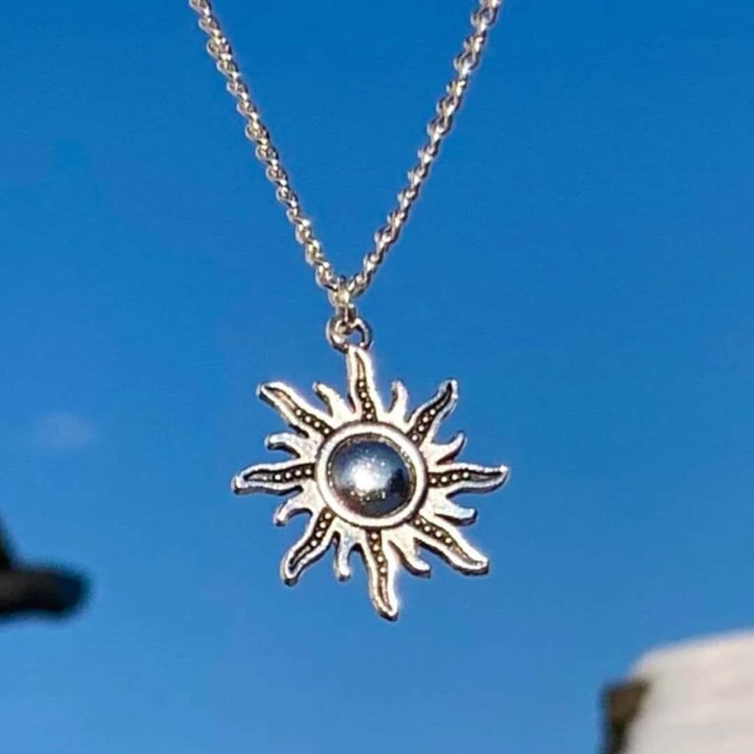 Silver Sun Pendant Necklace, Boho Celestial Jewelry - Etsy