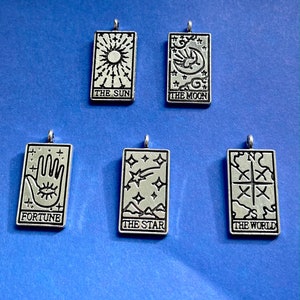 Tarotkaart ketting, zilveren Tarotkaart sieraden, zon, maan, fortuin, astrologie ketting, heksenketting, mystieke sieraden afbeelding 5