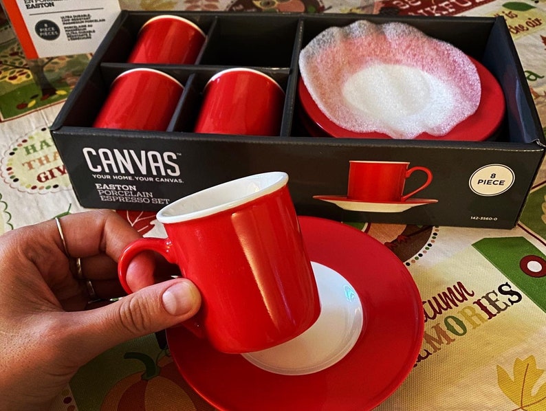 Mod 8-piece Porcelain Espresso Set / Red Espresso Cups / - Etsy