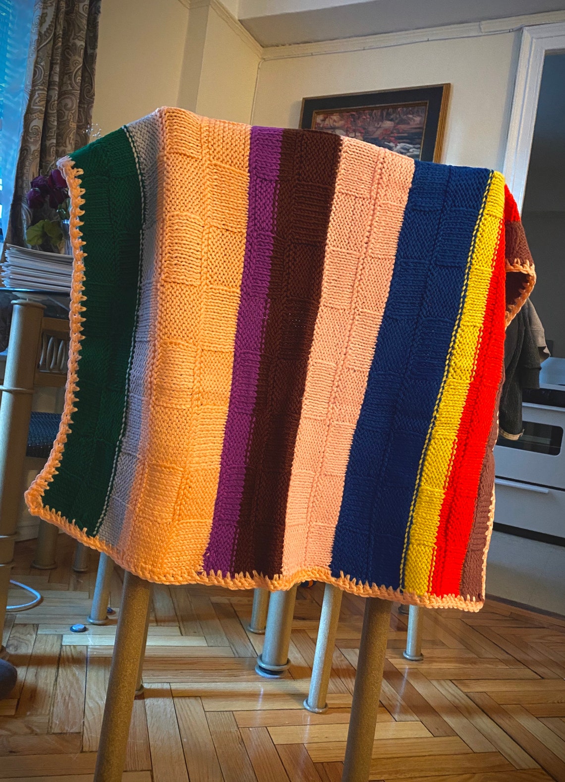 Vintage Crochet Blanket / Retro Crochet Lap Blanket / Vintage Etsy