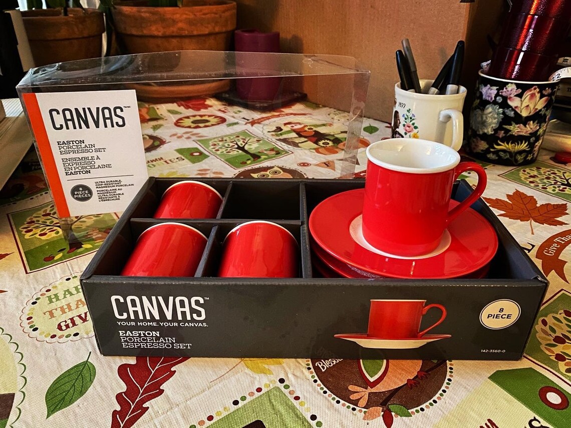 Mod 8piece Porcelain Espresso Set / Red Espresso Cups / Etsy