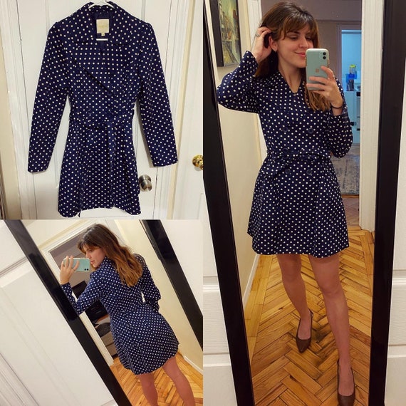 Vintage style small polka dot trench coat / small