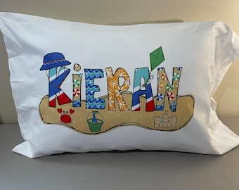 personalized pillowcase for kids- Beach Pillow  pillowcase -personalized name pillow- slumber party