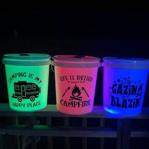 Camping Buckets, Camping Bucket, Lighted Camping Bucket, Camping Light, Campground  Light, Tent Light, Camping Decor, Campfire Light 