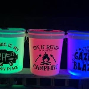 Camping Buckets, Camping Bucket, Lighted Camping Bucket, Camping Light, Campground Light, Tent Light, Camping Decor, Campfire Light