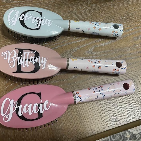 Personalized Floral Hair Brush: Girls Party Favor