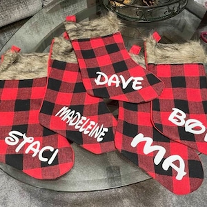 Christmas stocking personalized, Buffalo Plaid Stocking, Personalized family stocking, Family Christmas Stockings