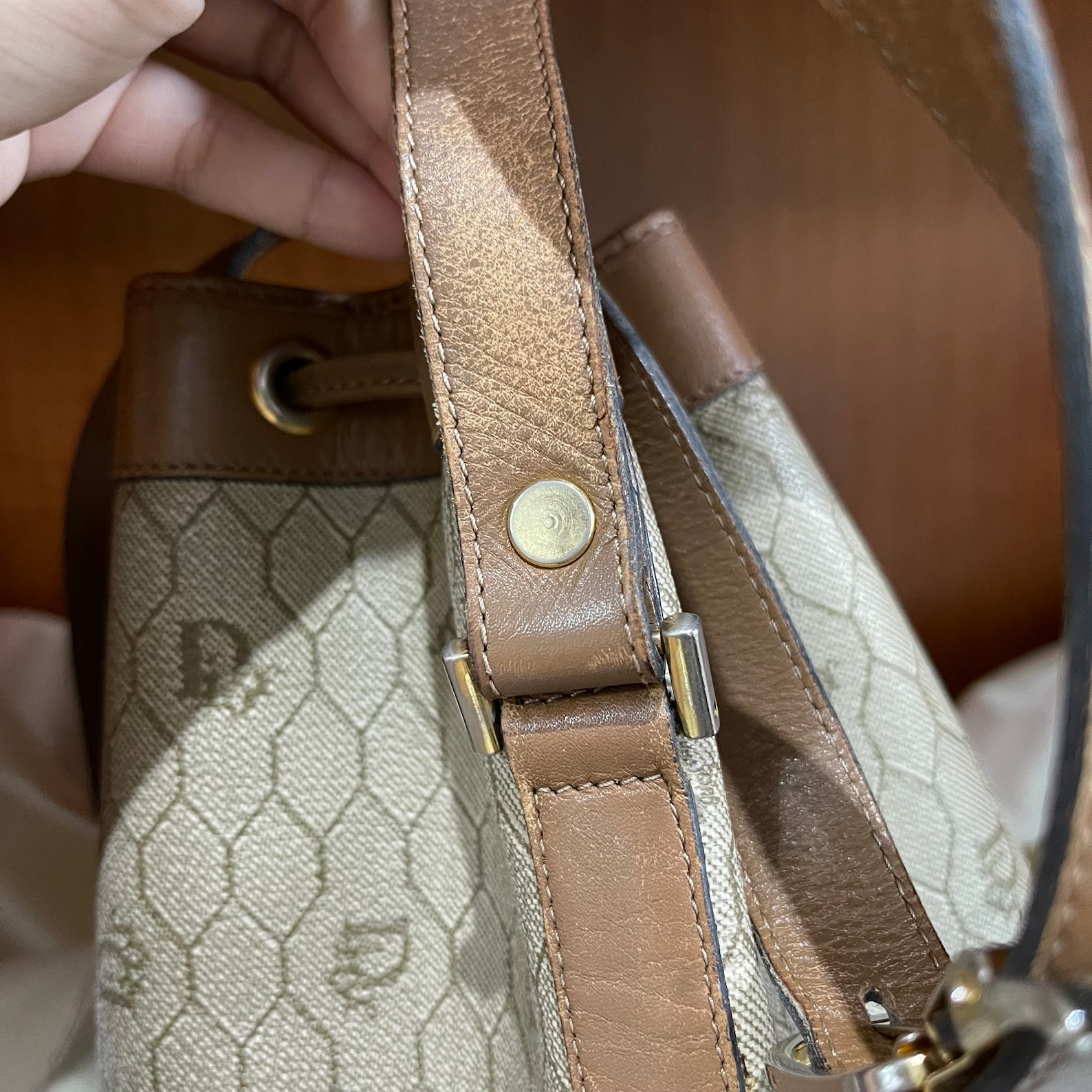 Vintage Dior bucket bag in beige with an adjustable Etsy