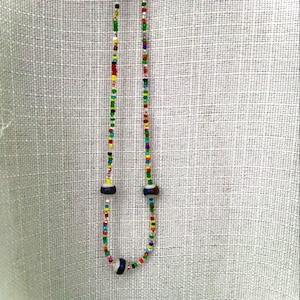 Multi Colored Seed-bead w/ 3 pool bead Necklace