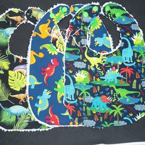 Handmade Personalized Dinosaur Baby Bib, Gender Neutral Baby Bib, Baby Shower Gift, Unisex Baby Bib, Cotton Baby Bib, Chenille Baby Bib