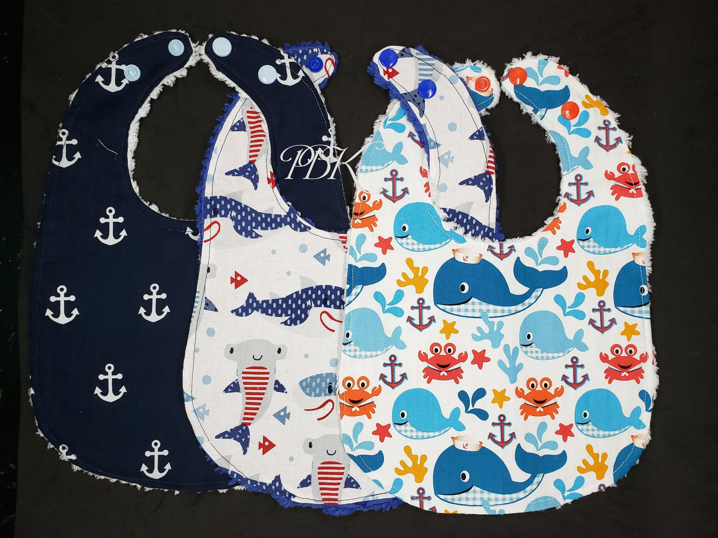 Handmade Personalized Underwater Baby Bibs, Gender Neutral Anchor Baby