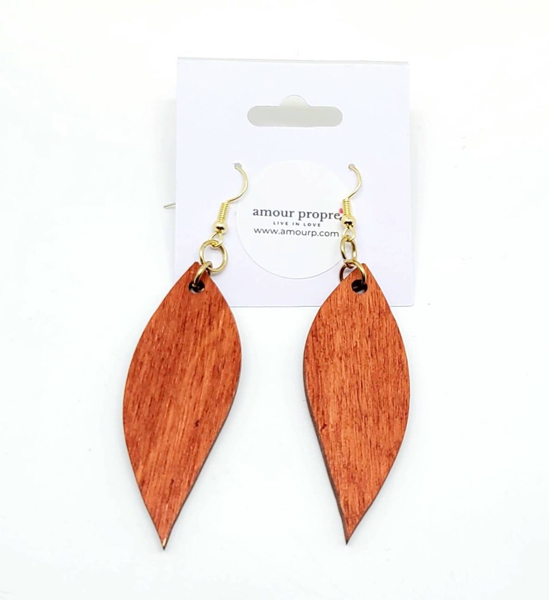 Amour Propre mahogany Leaf Wooden Earrings Light - Etsy
