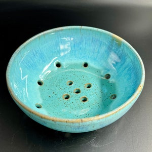 Berry Bowl, Handmade Colander, Strainer, Dishwasher and Microwave Safe, Turquoise