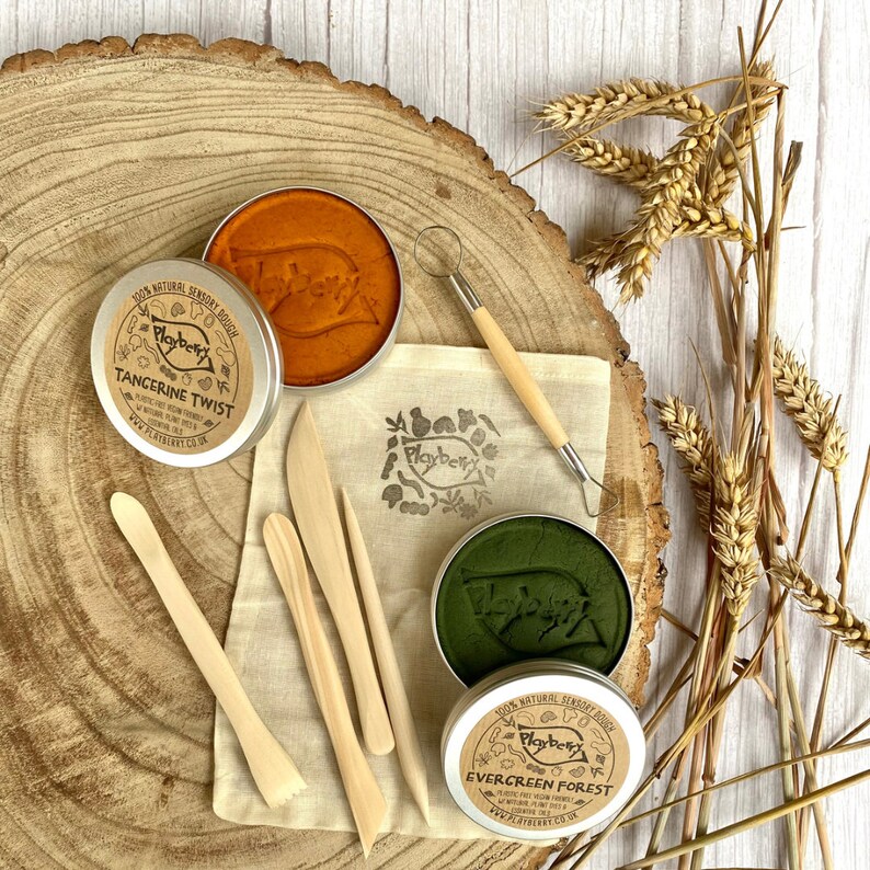 WOODEN PLAYDOUGH TOOLS- Creative Tool Kit-Nature Craft Kit-Creative Tools- Kids Tool Kit- Eco Toy-Kids Playdough Gift-Wooden Toy KIT-AUTUMN WOODS