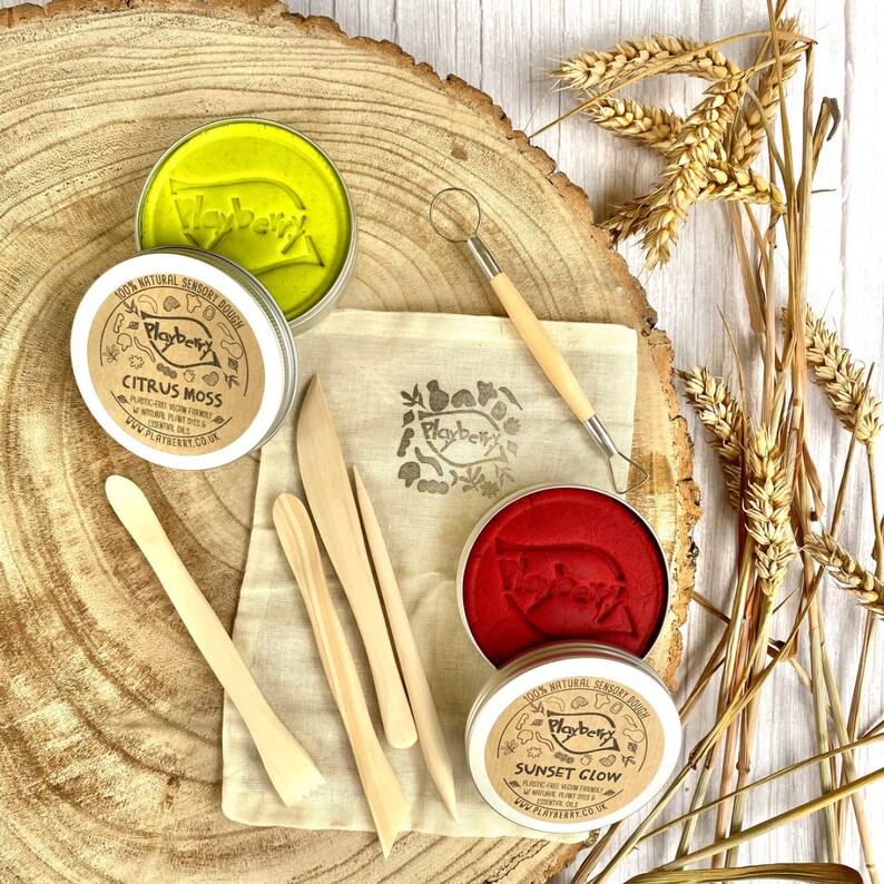WOODEN PLAYDOUGH TOOLS- Creative Tool Kit-Nature Craft Kit-Creative Tools- Kids Tool Kit- Eco Toy-Kids Playdough Gift-Wooden Toy KIT-TROPICAL HAZE