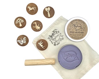 FAIRYTALE WOODEN PLAYDOUGH Stamps- Magic Theme-Nature Craft Kit-Gift for Toddlers-Playdough Kit-Eco Toy-Toddler Gift-Creative Toy-Plant-Made