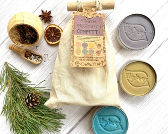 BIODEGRADABLE DOUGH CONFETTI-Botanical Spice Kit-Natural Plant-Dyes-Winter Gift-Scented Playdough-Gift for Vegans-Kids Sustainable Gift