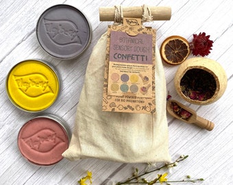 BIODEGRADABLE DOUGH CONFETTI-Botanical Flora Kit-Natural Plant-Dyes-Easter Gift-Scented Playdough-Gift for Vegans-Kids Sustainable Gift