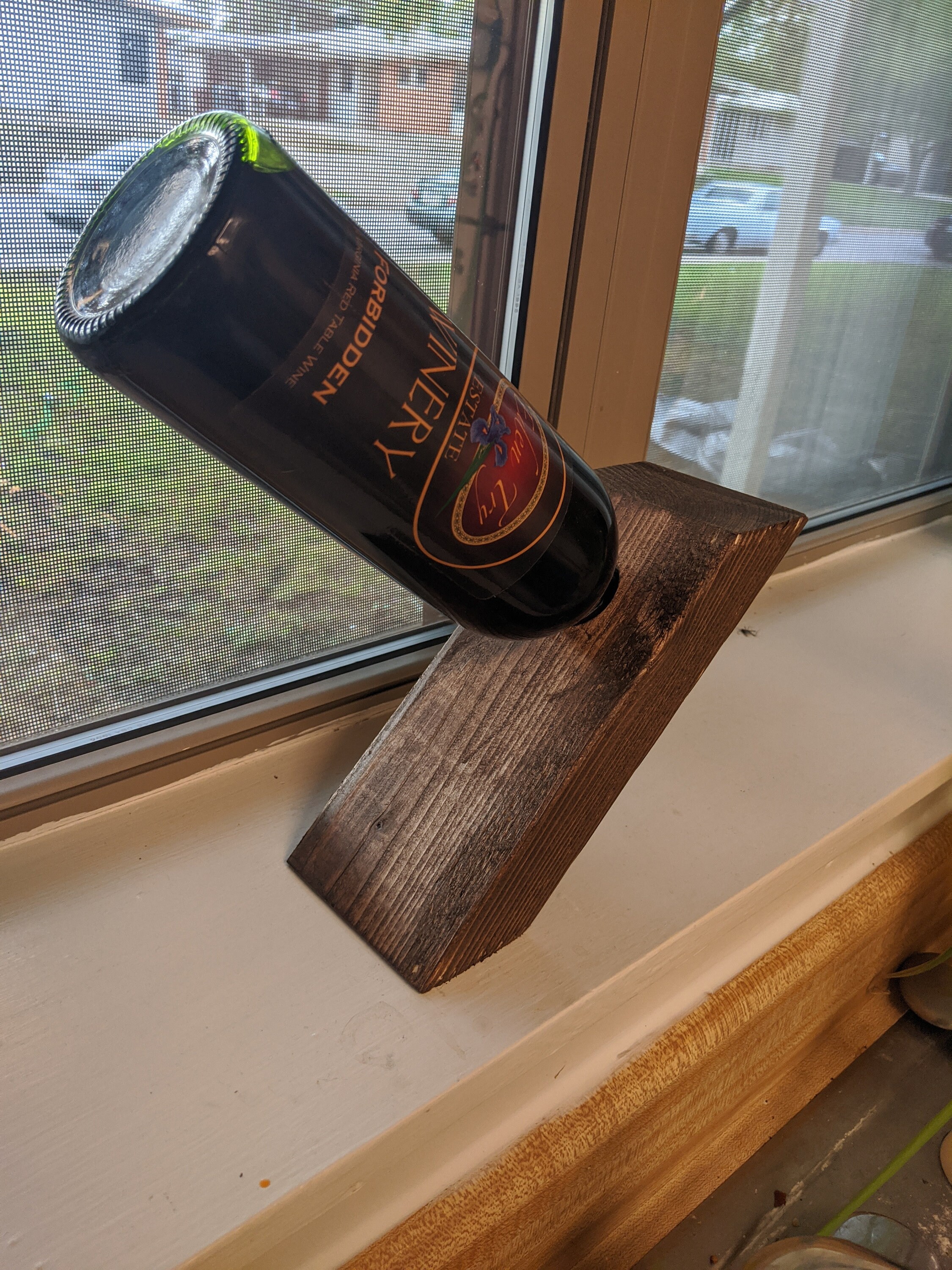 Solid wood antigravity wine holder Etsy