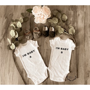 baby A baby B Onesies ; Twin Onesies ® ; Custom Onesie® ; Personalized Onesie ; Baby shower gift ; Baby bodysuit ; twin baby shower