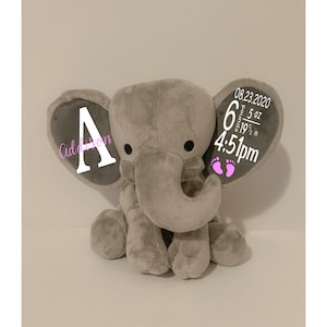 Birth Stat Elephant ; Personalized Elephant Stuffed Animal; New baby gift ; Personalized elephant