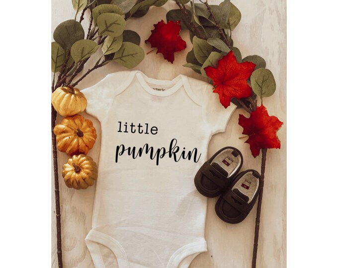 Little pumpkin onesie ; custom onesie ; baby shower gift ; new baby ; fall baby ; pumpin picking onesie ; fall onesie for baby