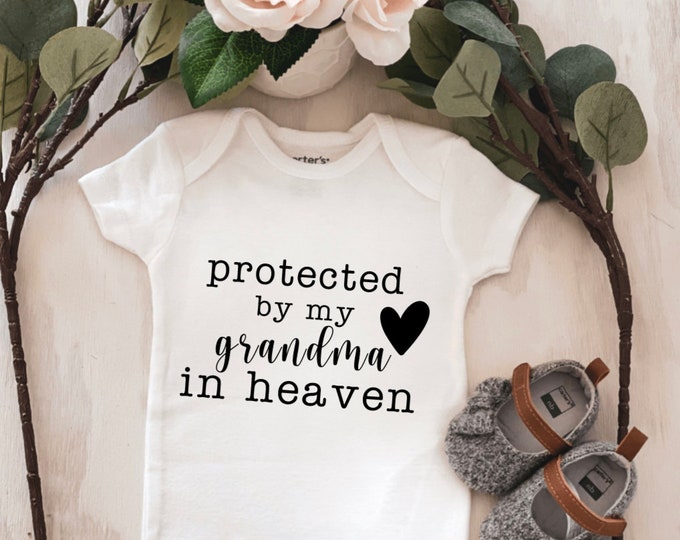 Protected By My Grandma in Heaven Baby Onesie® baby onesie - custom onesie - baby shower gift - personalized onesie