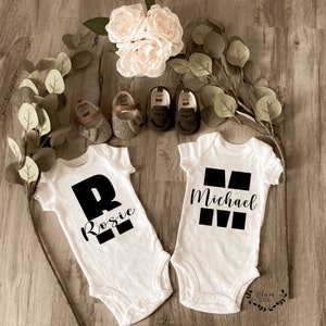 Personalized Name Baby Onesie® Twins baby onesie - custom onesie - baby shower gift - personalized onesie