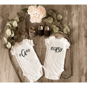 baby A baby B Onesies ; Twin Onesies ® ; Custom Onesie® ; Personalized Onesie ; Baby shower gift ; Baby bodysuit ; twin baby shower