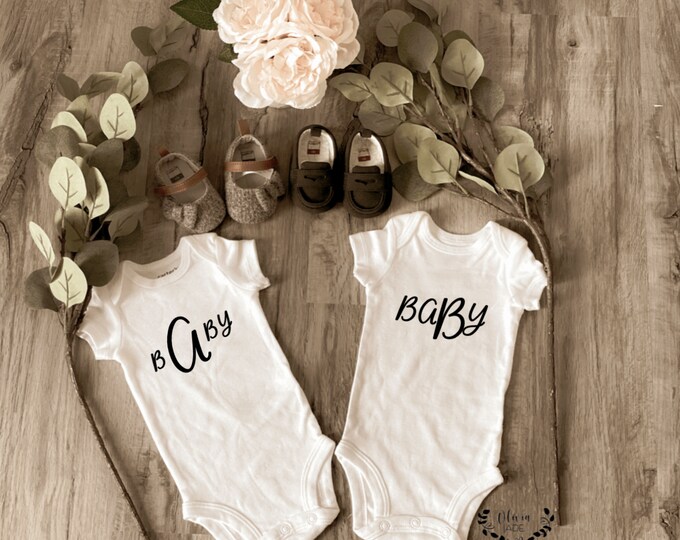 baby A baby B Onesies ; Twin Onesies ® ; Custom Onesie® ; Personalized Onesie ; Baby shower gift ; Baby bodysuit ; twin baby shower