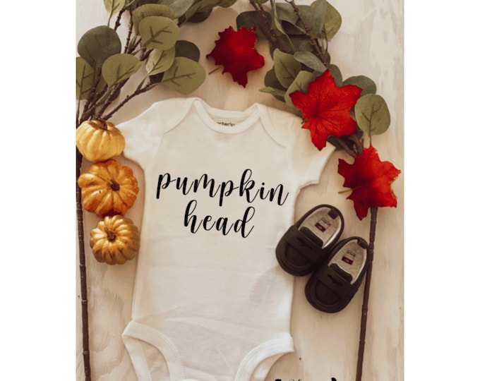 Pumpkin head onesie ; fall baby onesie ; fall baby ; baby shower gift ; seasonal onesie ; custom onesie ; unisex baby outfit
