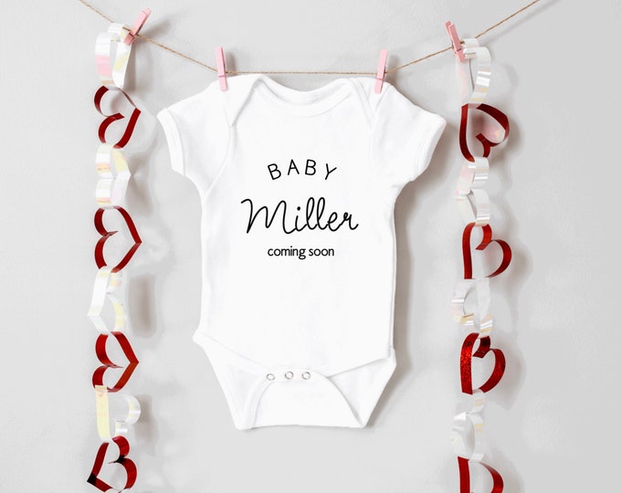 custom last name onesie; coming soon baby; birth announcement custom; custom onesie ; personalized birth announcement ; new baby ; fall baby
