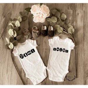 TWIN ONESIES ® ; plot twist ; Custom Onesie® ; Personalized Onesie ; Baby shower gift ; Baby bodysuit ; twin baby shower; twin announcement