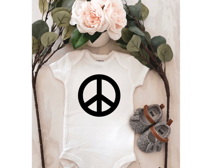 Peace Sign Baby Onesie ; Custom Onesie® ; Personalized Onesie ; Baby shower gift ; Baby bodysuit