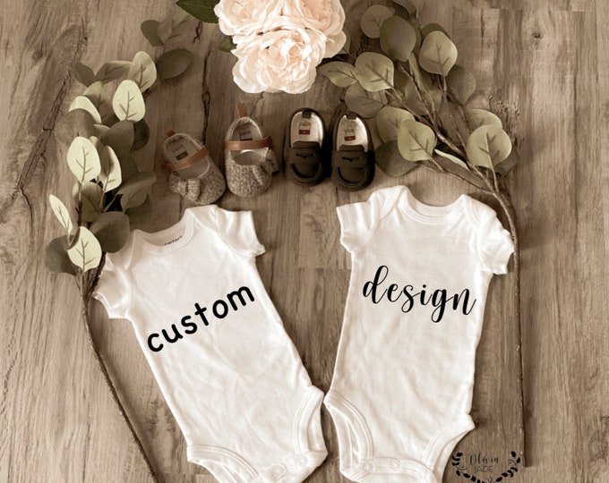 Custom Design Twin Onesies ® ; Custom Onesie® ; Personalized Onesie ; Baby shower gift ; Baby bodysuit ; Twin birth announcement ; new baby