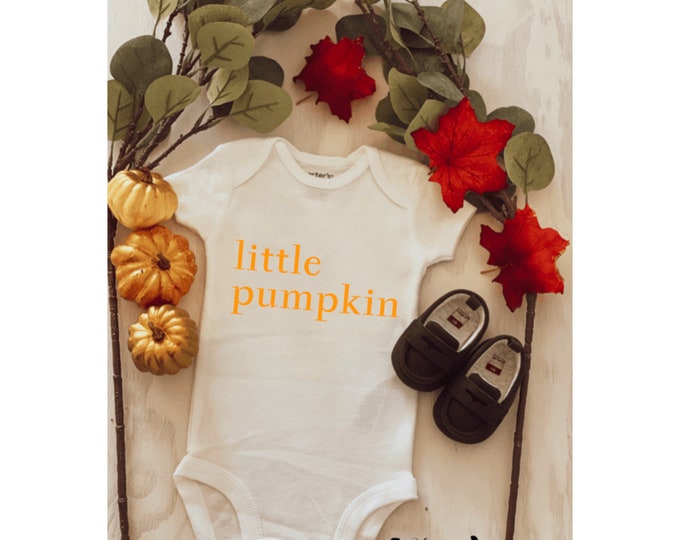 Little pumpkin onesie ; custom onesie ; baby shower gift ; new baby ; fall baby ; pumpkin picking onesie ; fall onesie for baby