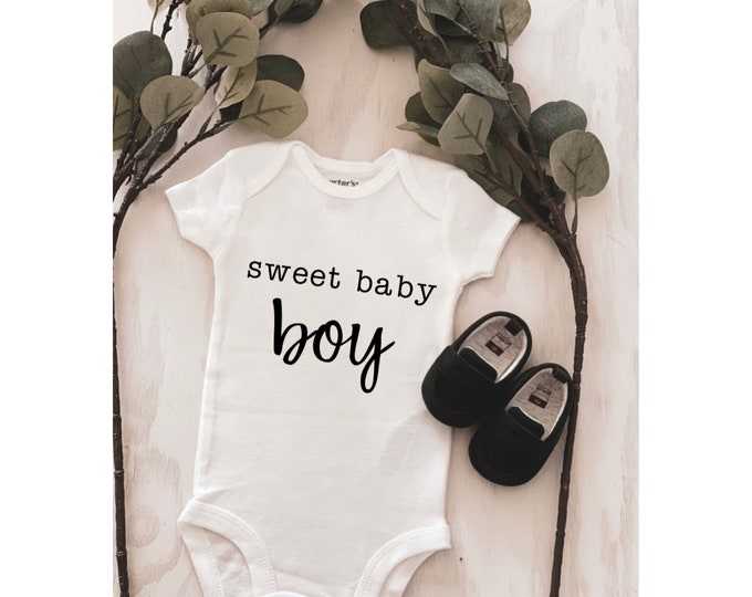 Sweet Baby Boy Onesie ® ; custom onesie ; baby shower gift ; baby gift ; birth announcement ; gender reveal