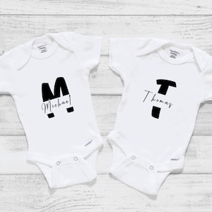 Personalized Twin Baby Onesies baby onesie ; custom onesie ;  baby shower gift ; personalized onesie ; Twin baby gift; name onesies