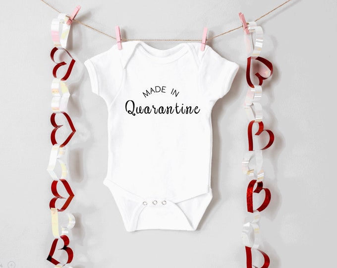 Made in Quarantine Baby Onesie® Baby Announcement ; new baby announcement ; personalized baby onesie ; baby bodysuit; birth announcement