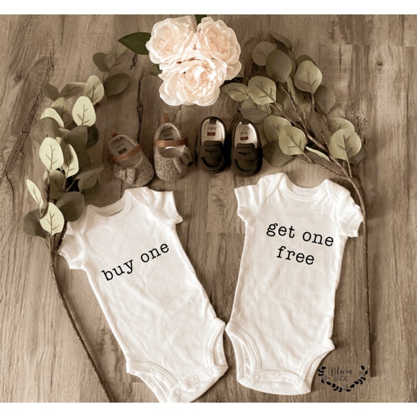 TWIN ONESIES ® ; BUY one get one free ; Custom Onesie® ; Personalized Onesie ; Baby shower gift ; Baby bodysuit ; twin baby shower