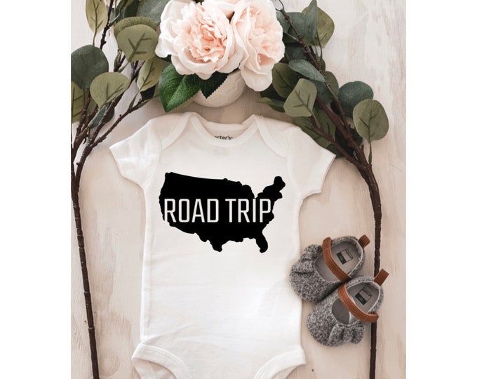 Road Trip Baby Onesie ® ; Travel Onesie ; Custom Onesie® ; Personalized Onesie ; Baby shower gift ; Baby bodysuit