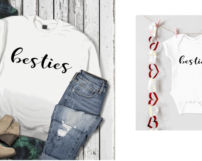 BESTIES mama and me shirts ; matching mom and baby shirts ; besties ; best friends tshirts ; mommy and baby ; mommy and me