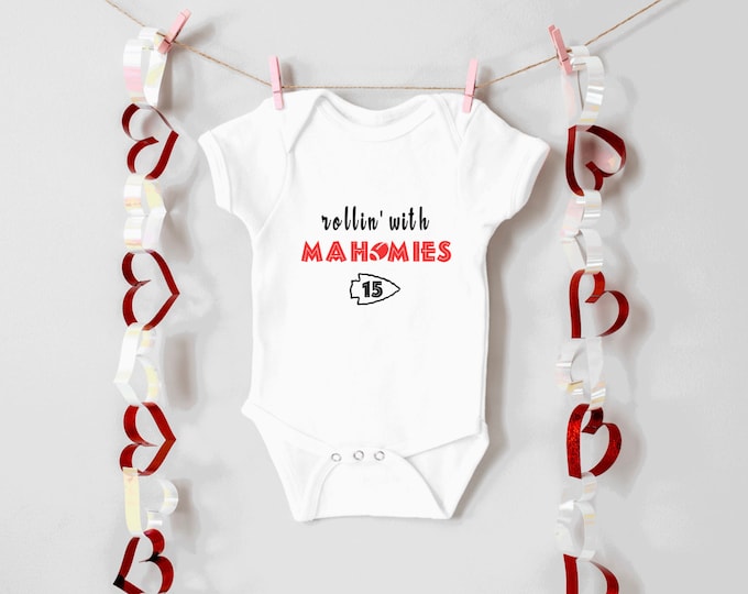superbowl onesie ; KC onesie  ; rollin with mahomies ; superbowl 2021 baby shirt toddler shirt